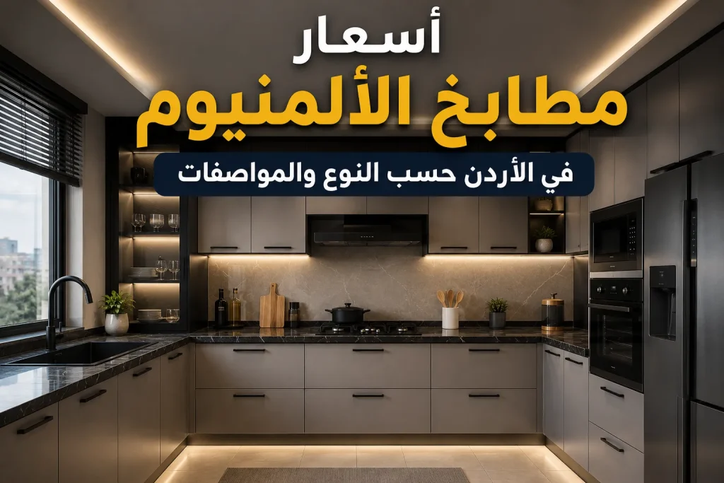 مطبخ ألمنيوم بريميوم مع جرانيت أسود وتشطيب فاخر